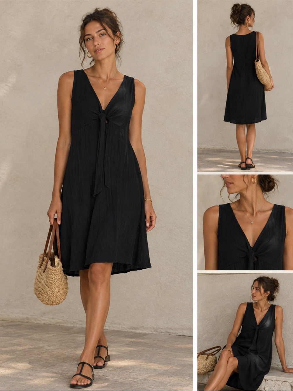 NWT Zara Black Knotted Dress
